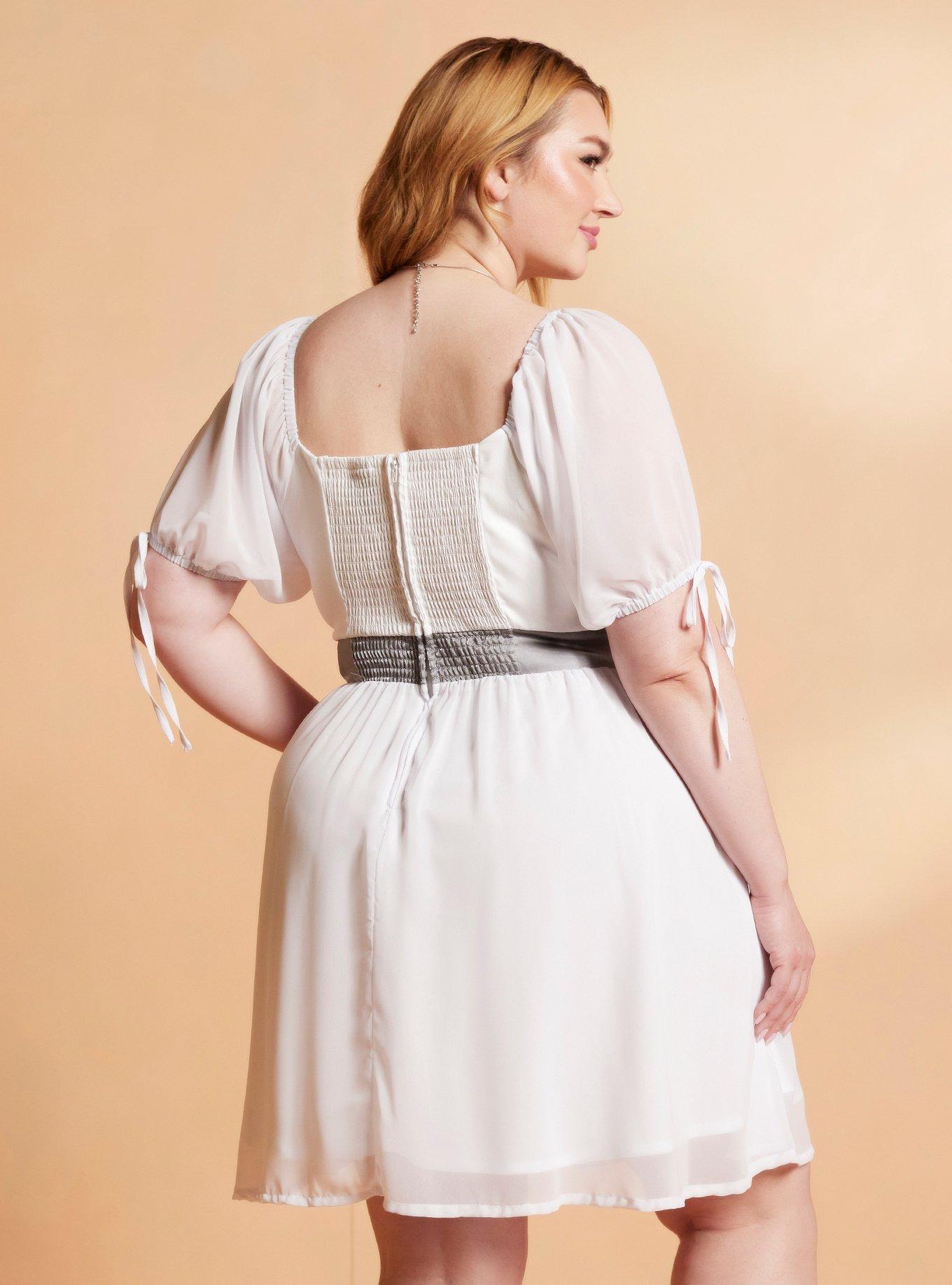 Her Universe Star Wars Princess Leia Puff Sleeve Dress Plus Size Her Universe Exclusive, BRIGHT WHITE, alternate