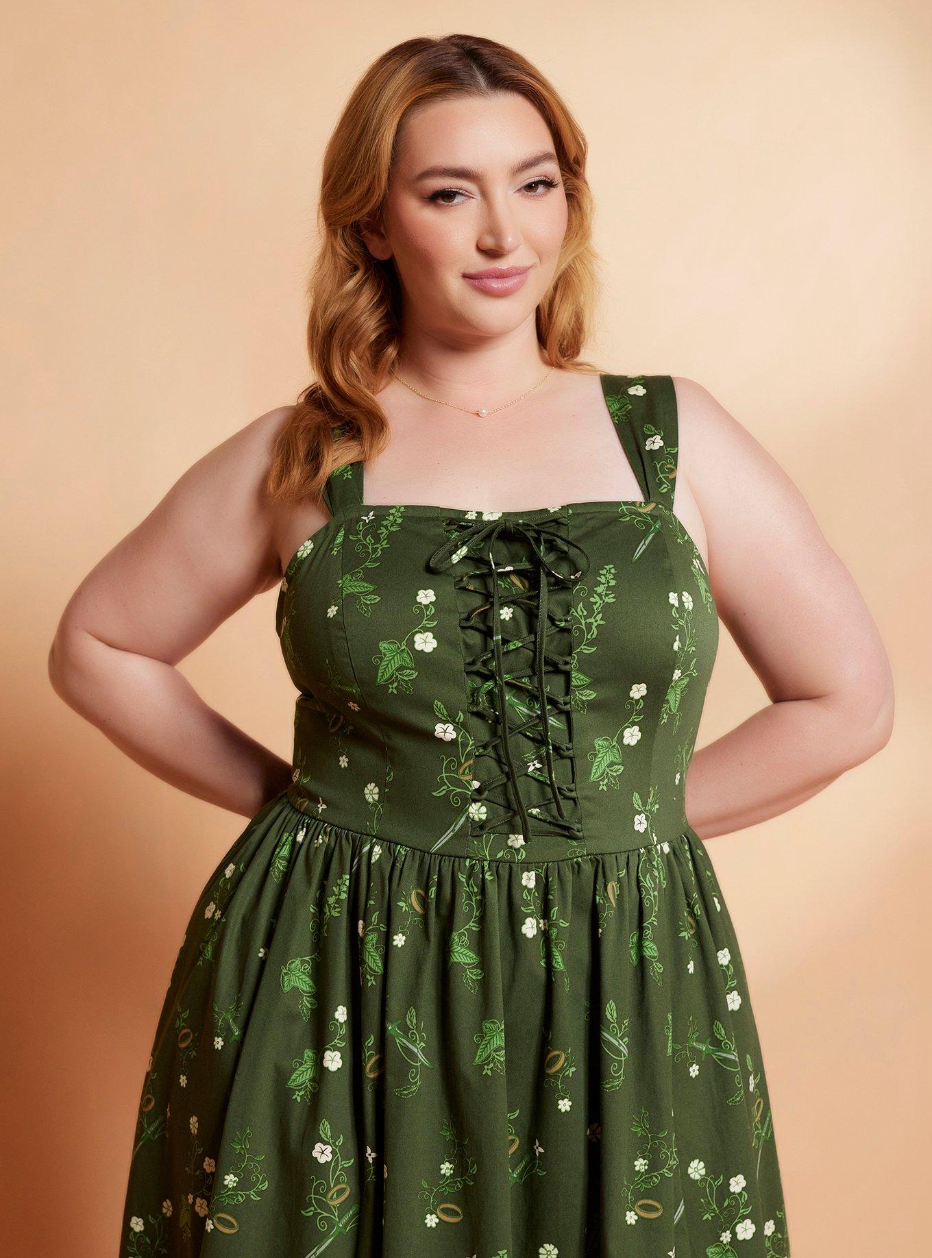 Her Universe The Lord Of The Rings Icons Lace-Up Dress Plus Size Her Universe Exclusive, MULTI, alternate