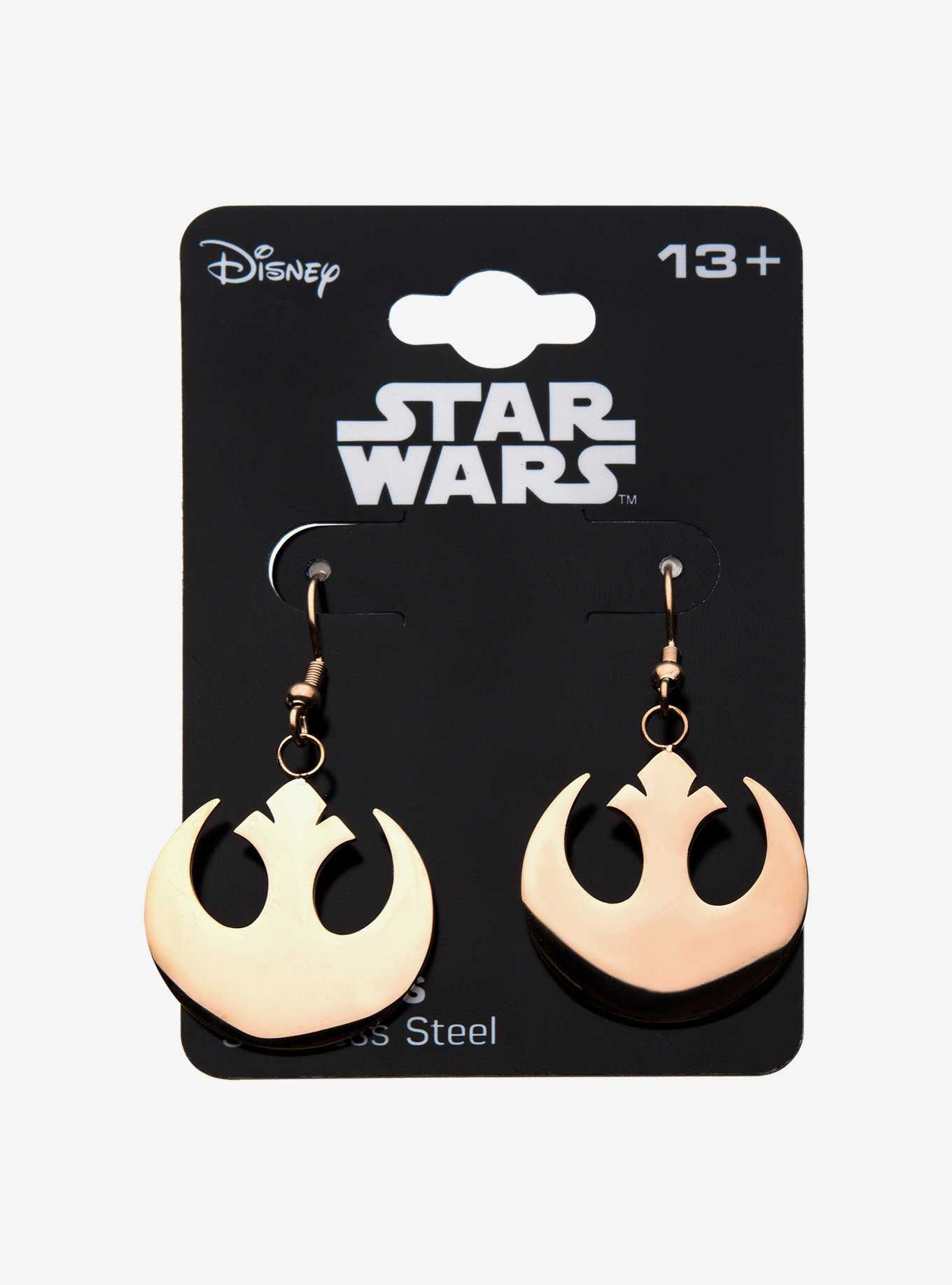 Star Wars Rebel Alliance Rose Gold IP Dangle Hook Drop Earrings, , hi-res