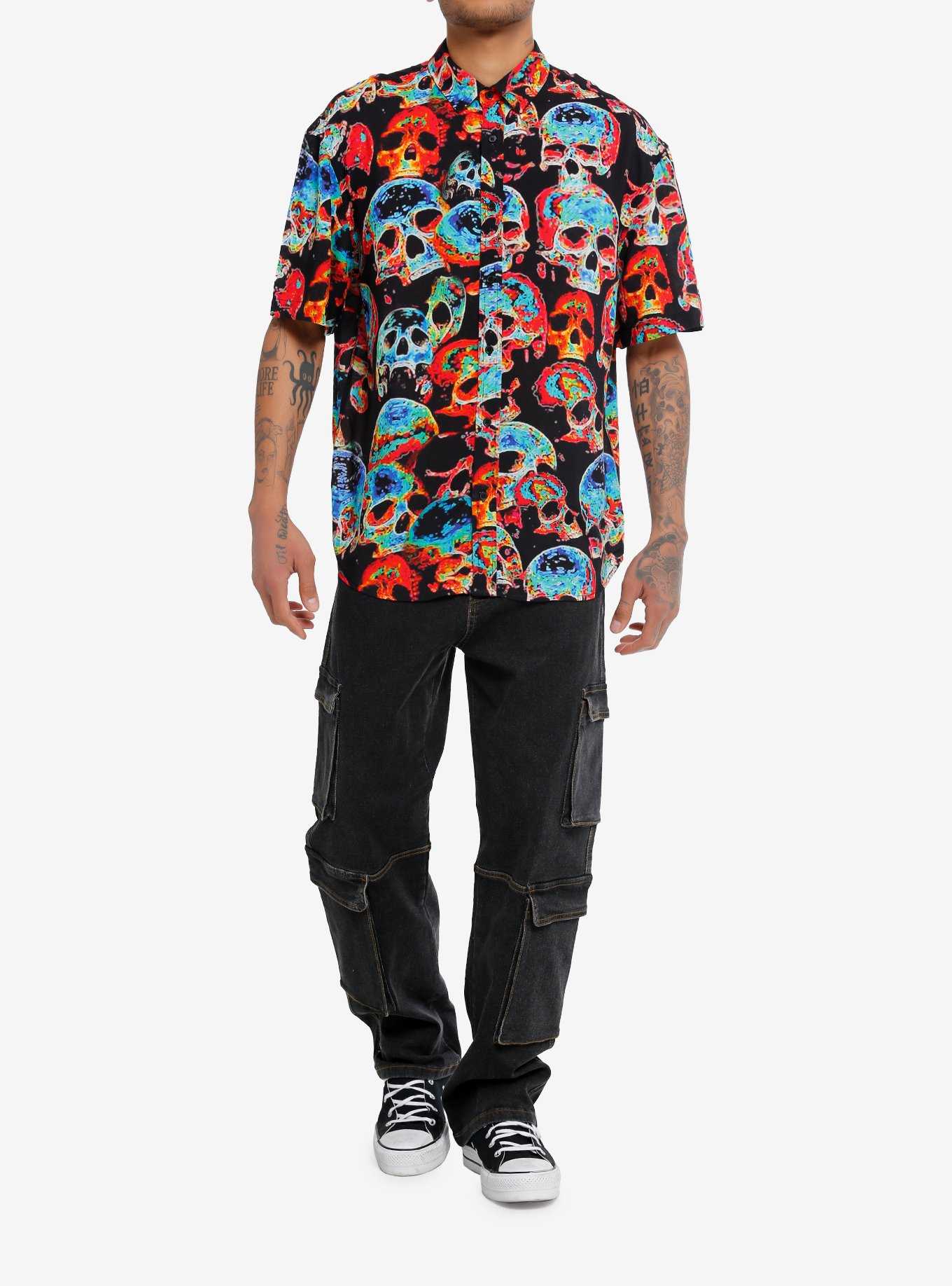 Infrared Skulls Woven Button-Up, , hi-res