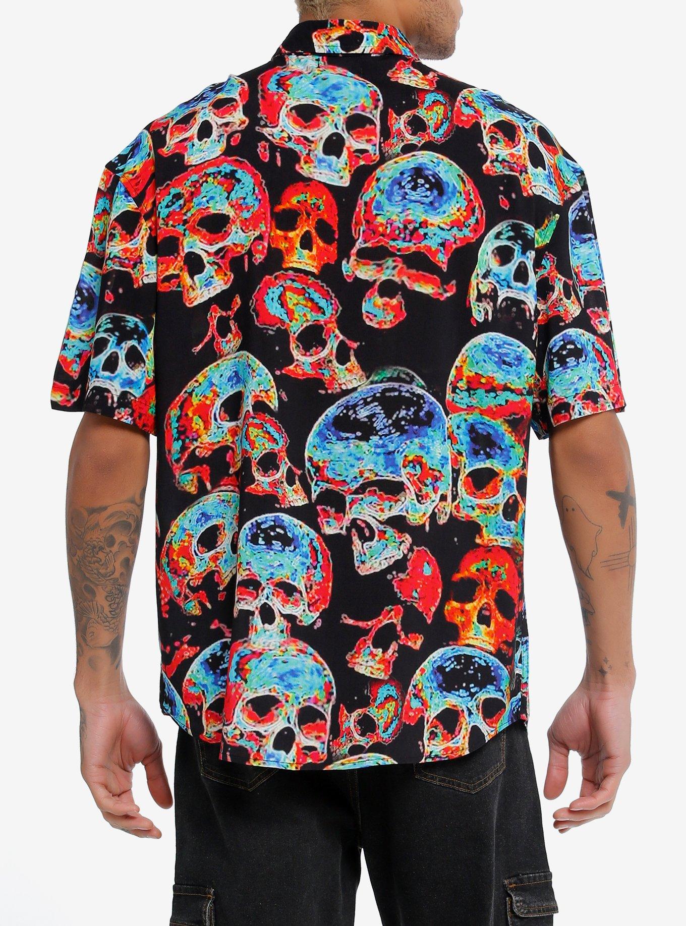 Infrared Skulls Woven Button-Up, MULTI, alternate
