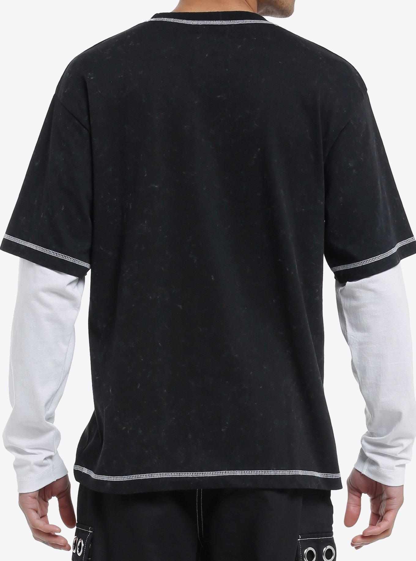Skeleton Weapons Oversized Twofer Long-Sleeve T-Shirt, GREY, alternate
