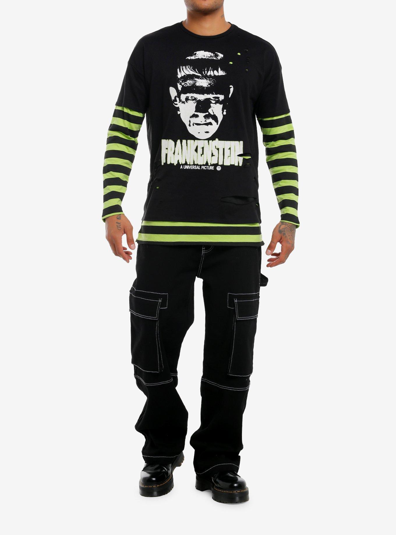 Universal Monsters Frankenstein Glow-In-The-Dark Stripe Twofer Long-Sleeve T-Shirt