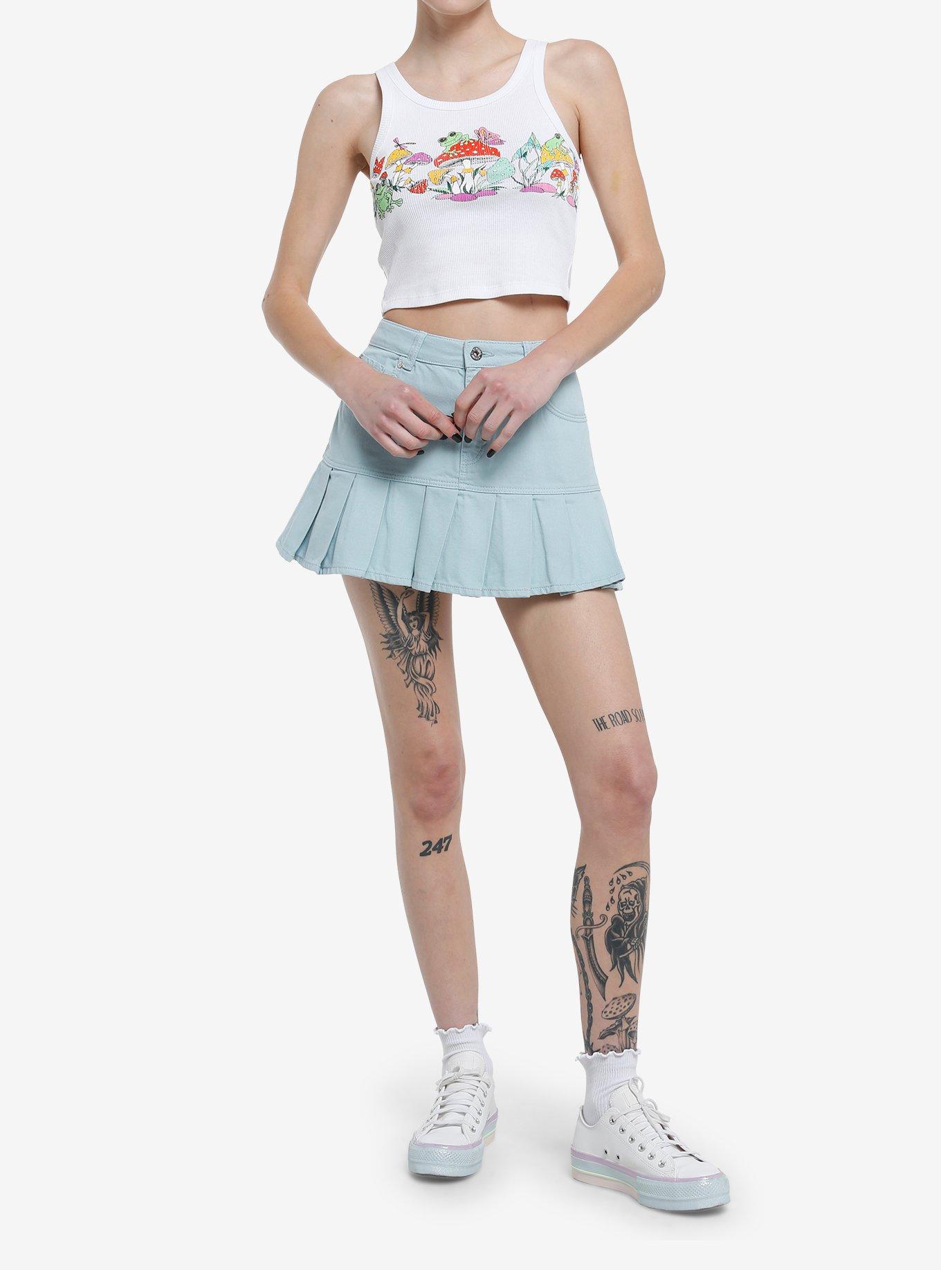 Thorn & Fable Mushrooms & Frogs Ribbed Girls Tank Top, MULTI, alternate