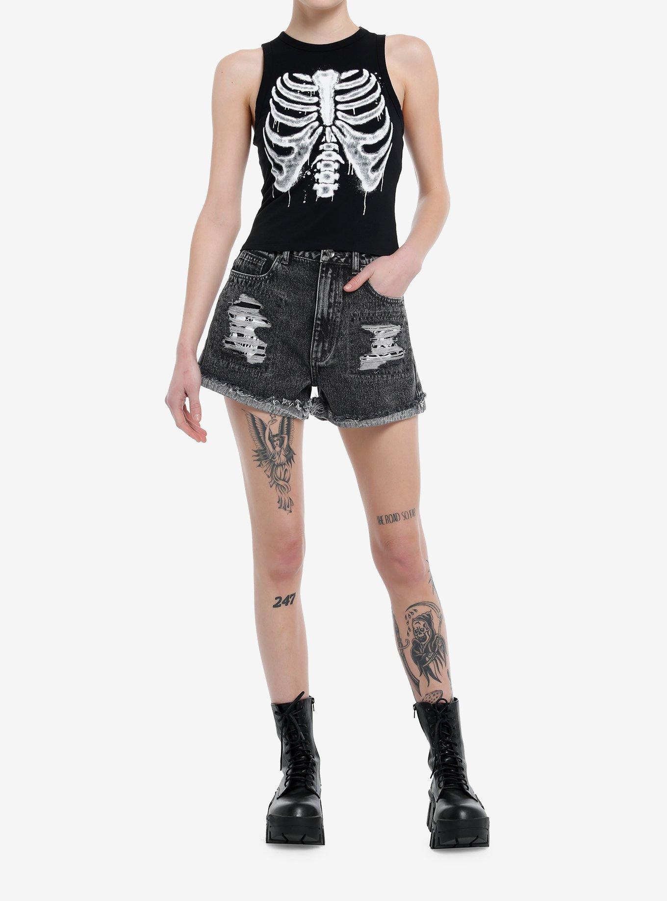 Social Collision Drippy Rib Cage Girls Muscle Tank Top, , hi-res