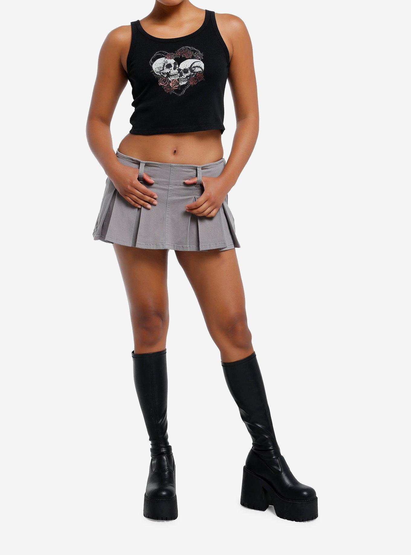 Skull Heart Roses Girls Tank Top, RED, alternate