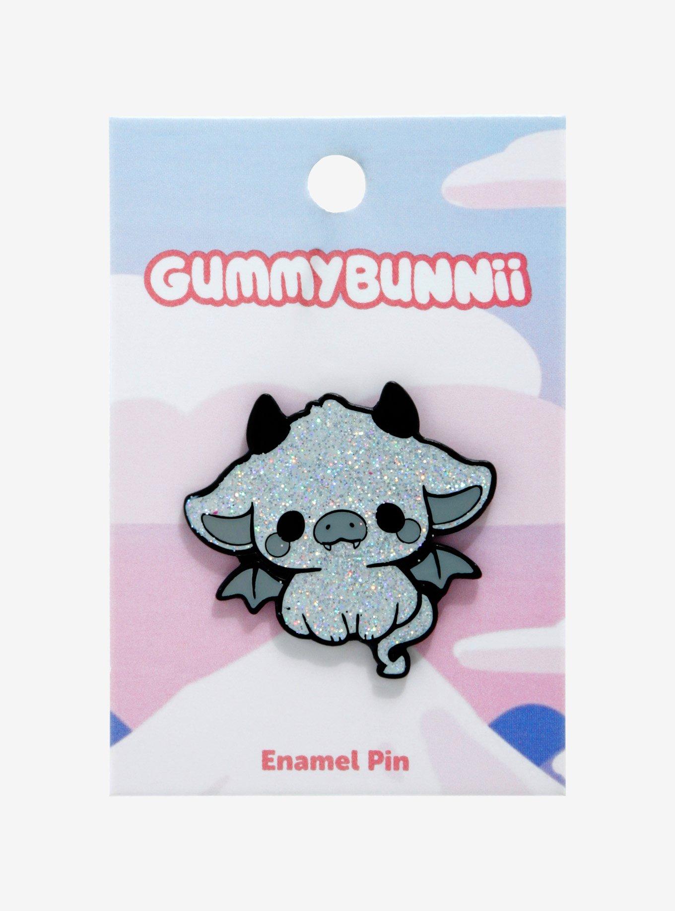 Glitter Bat Cow Enamel Pin By Gummybunnii, , alternate