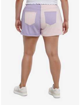 My Melody & Kuromi Pastel Color-Block Girls Denim Shorts Plus Size, , hi-res