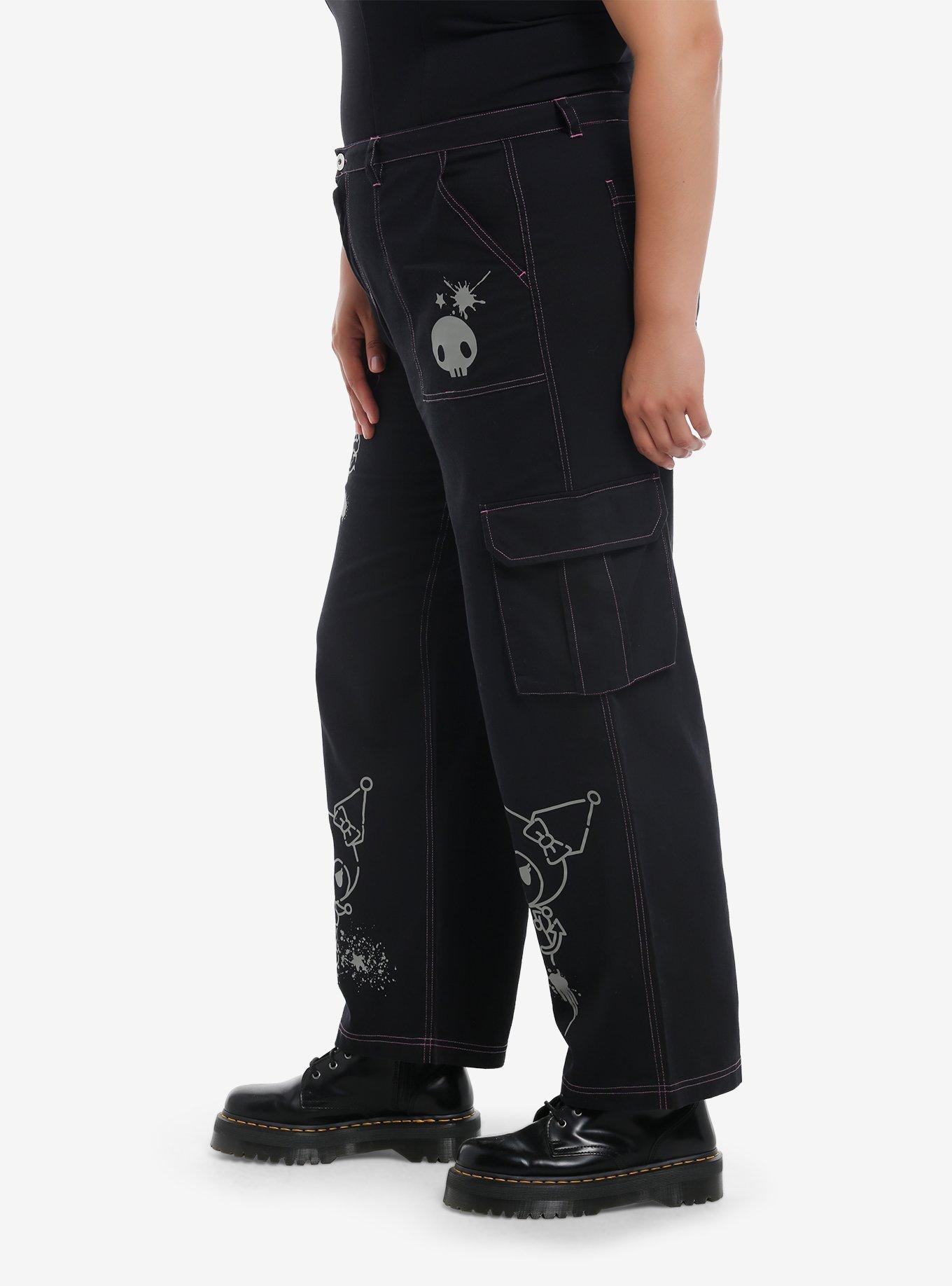 Kuromi Pink Stitch Cargo Pants Plus Size, , alternate