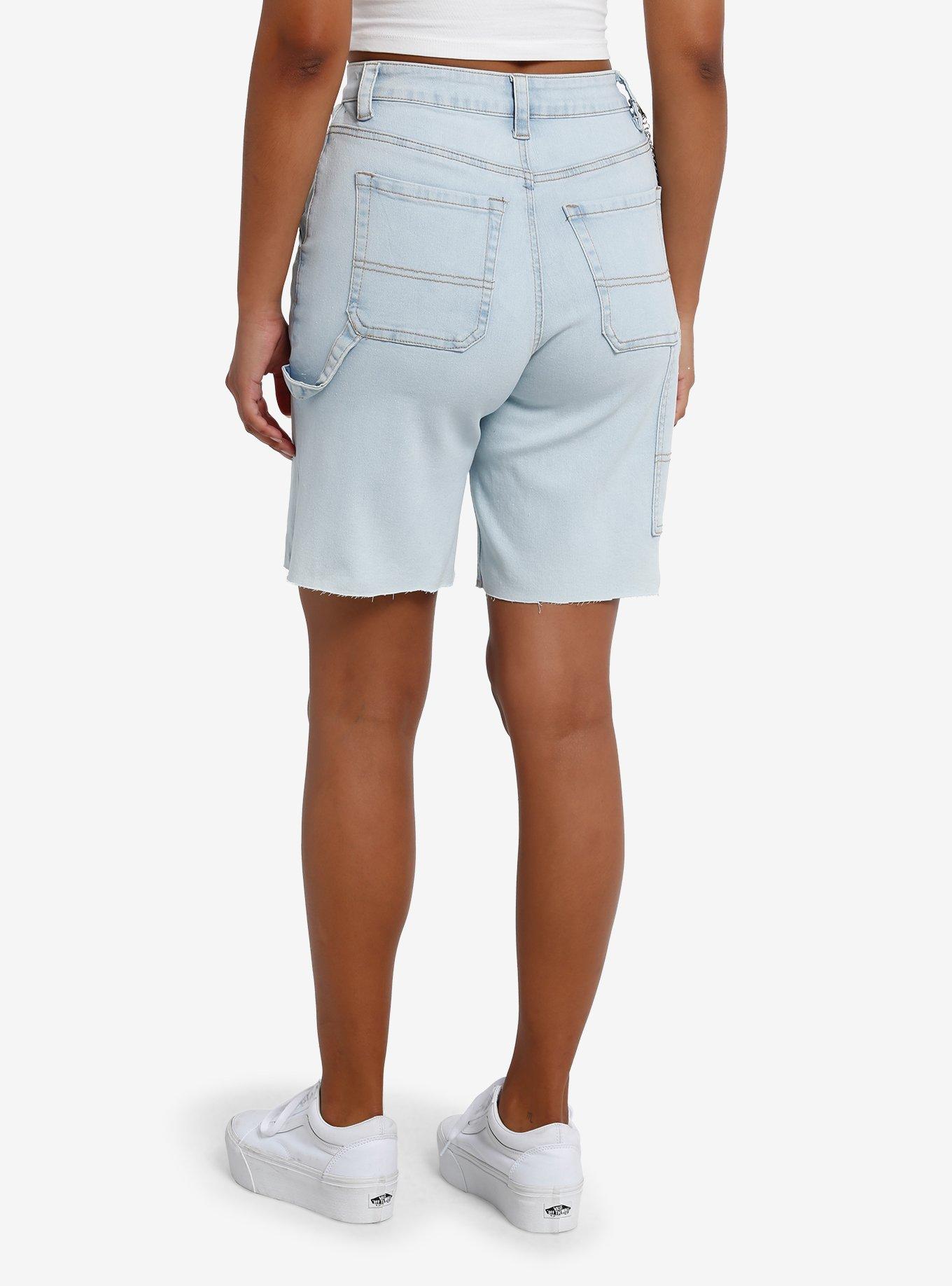 Light Indigo Side Chain Dad Shorts, , hi-res