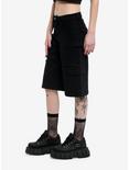 Black Double Cargo Pocket Girls Long Shorts, BLACK, alternate
