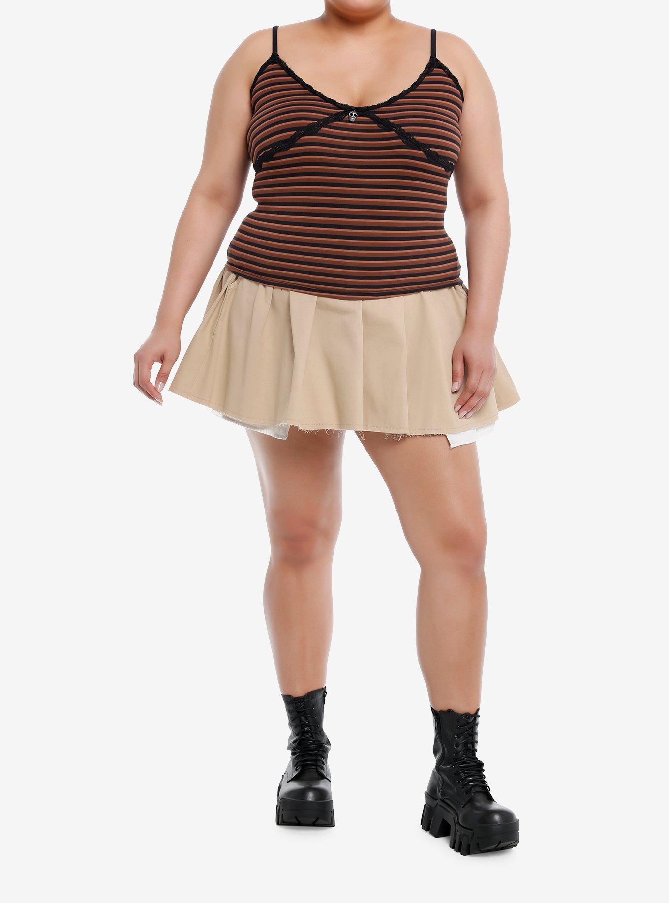 Social Collision® Skull Charm Striped Girls Cami Plus Size, BLACK, alternate