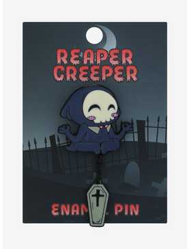 Grim Reaper Chibi Coffin Enamel Pin, , hi-res