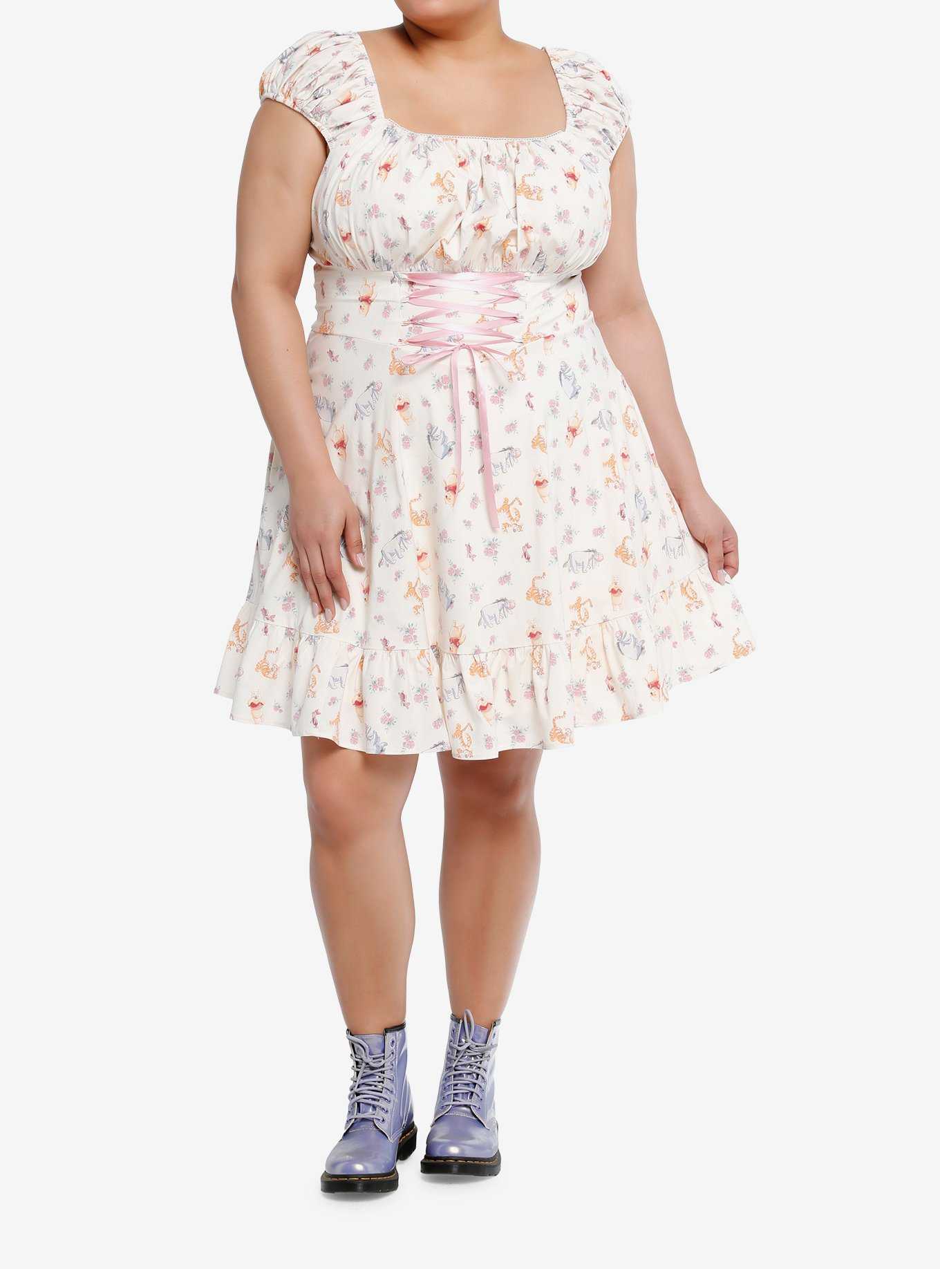 Disney Winnie The Pooh Lace-Up Dress Plus Size, , hi-res