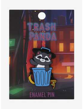 Raccoon Snacks Trash Can Enamel Pin, , hi-res