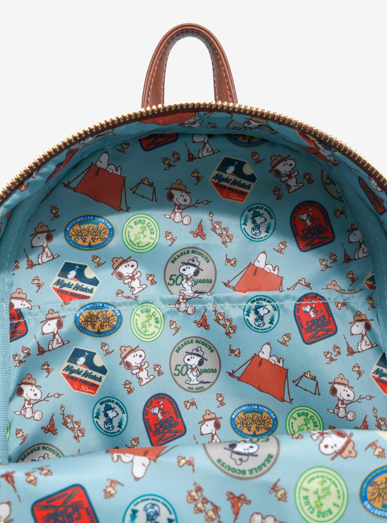 Loungefly Peanuts Snoopy and Woodstock Camping Glow-in-the-Dark Mini Backpack