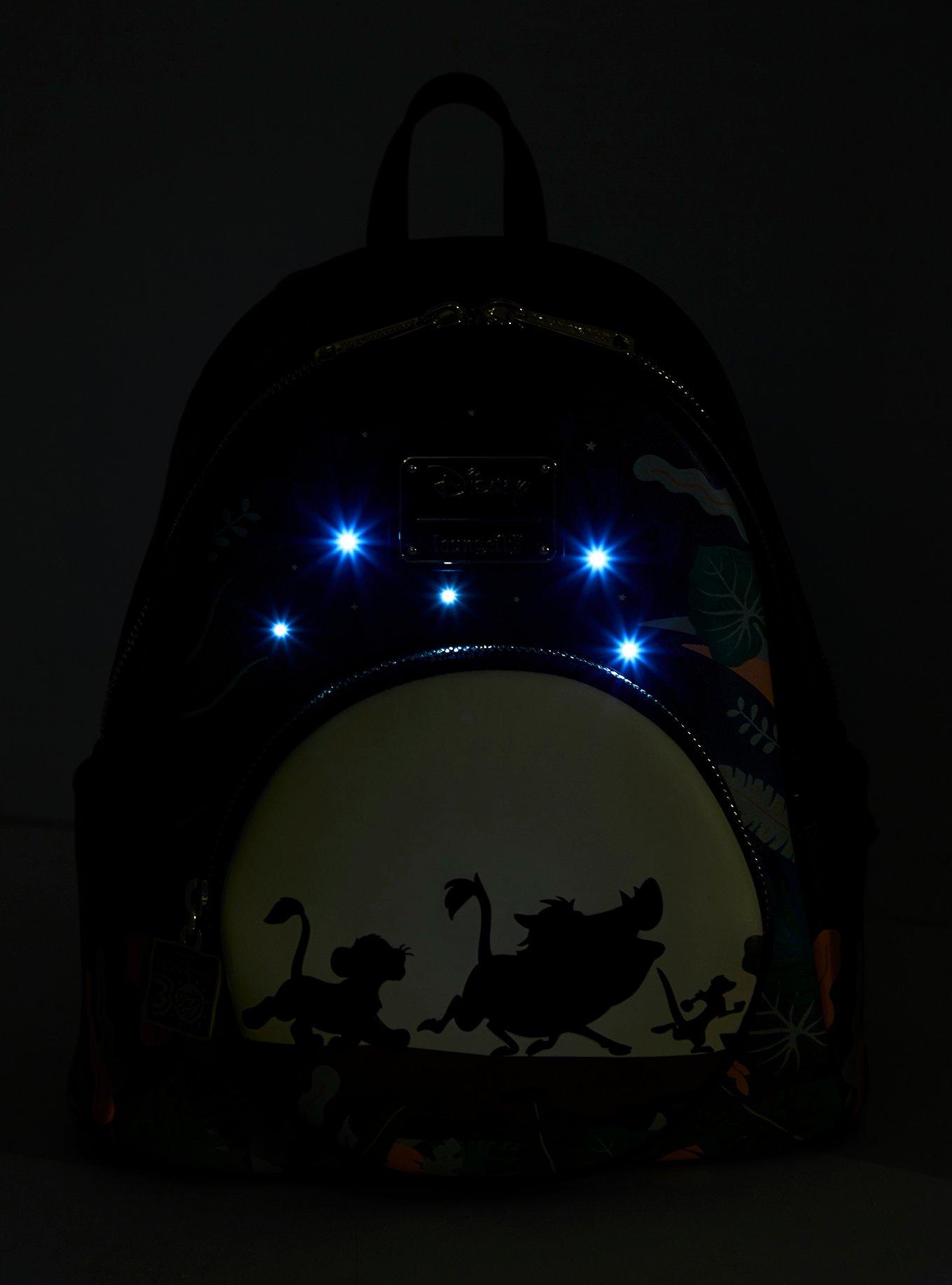 Loungefly Disney The Lion King 30th Anniversary Simba, Timon, & Pumbaa Glow-in-the-Dark Light-Up Mini Backpack, , alternate