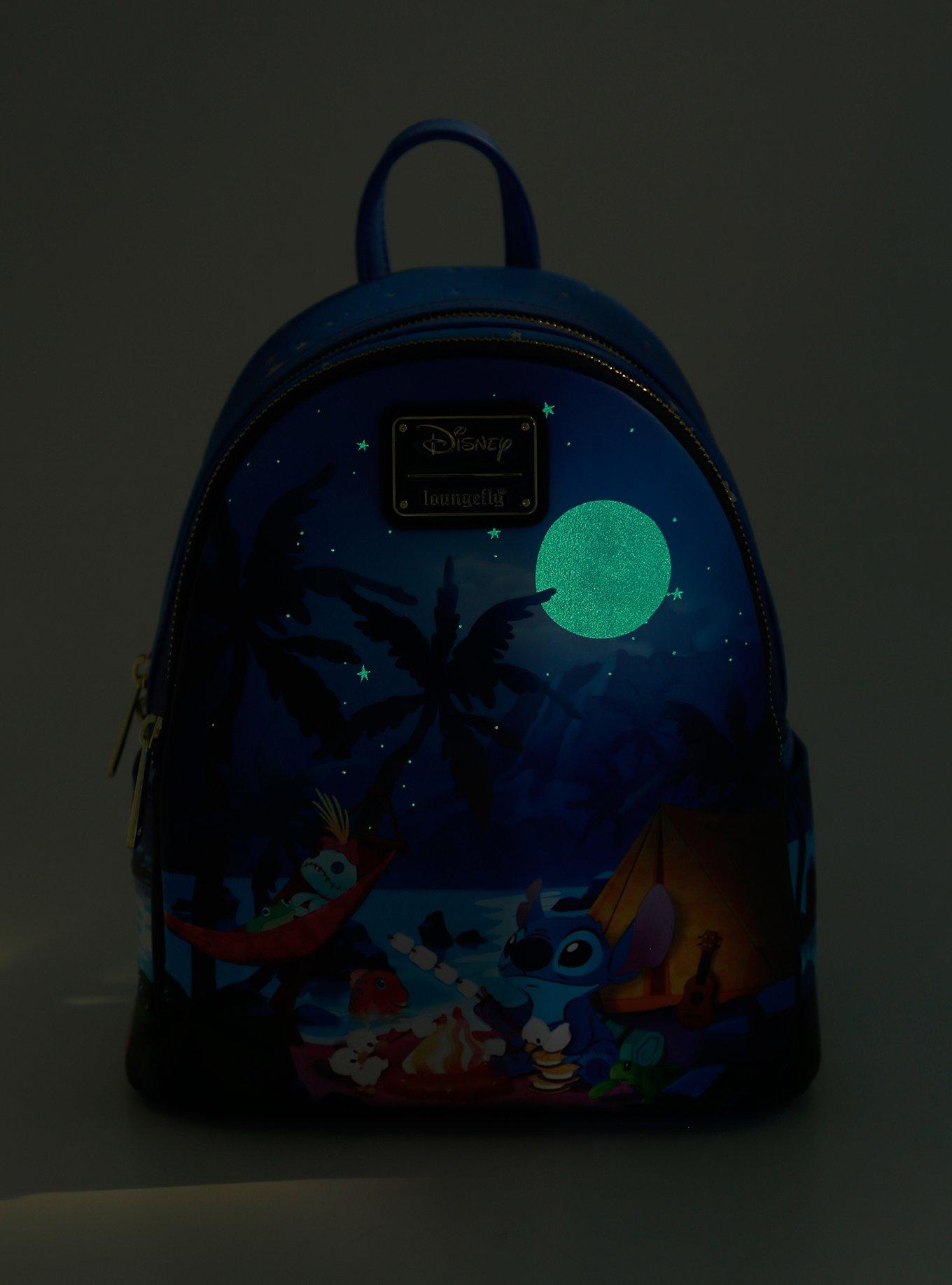 Loungefly Disney Lilo & Stitch Scrump and Stitch Camping Glow-in-the-Dark Mini Backpack