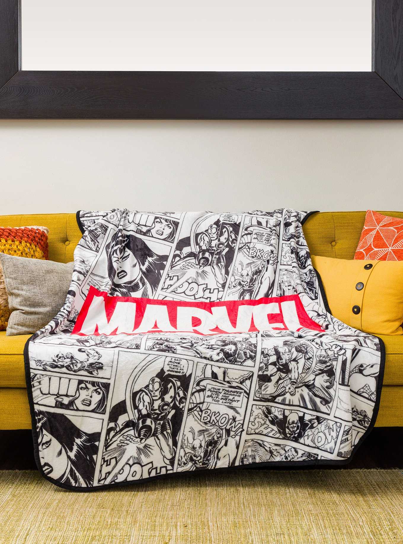 Marvel Retro Comic Panels Throw Blanket, , hi-res