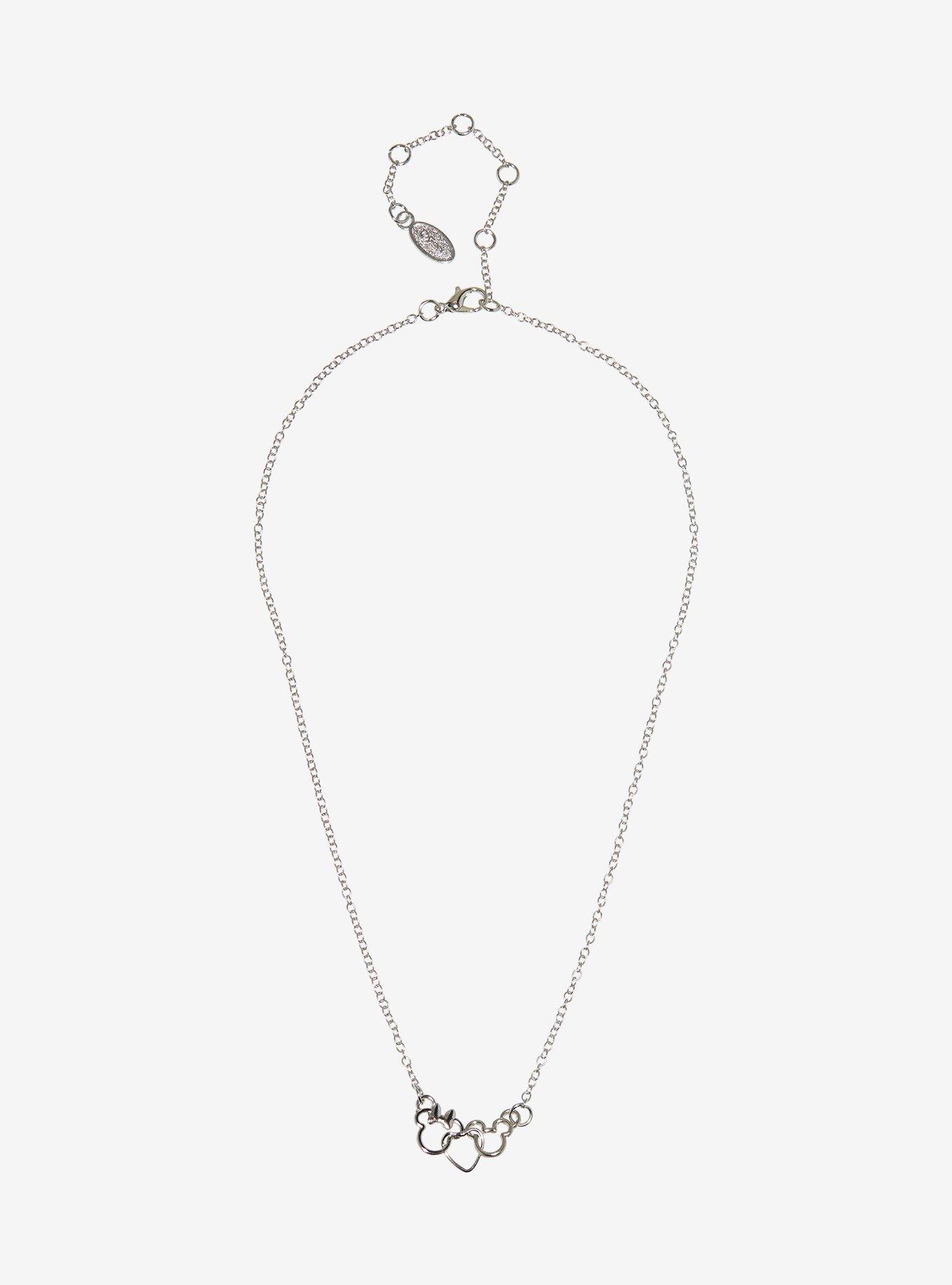 Disney Mickey Mouse & Minnie Mouse Heart Necklace, , alternate