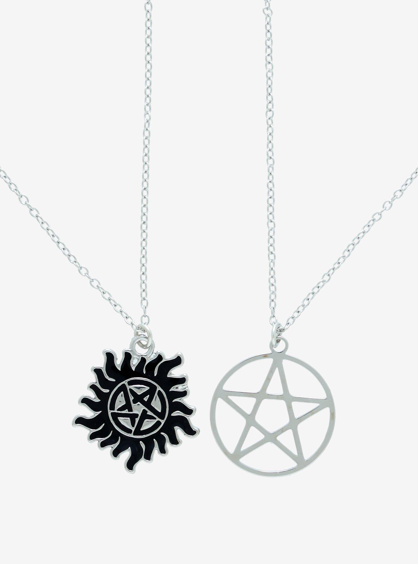 Supernatural Anti-Possession Pentagram Best Friend Necklace Set, , alternate