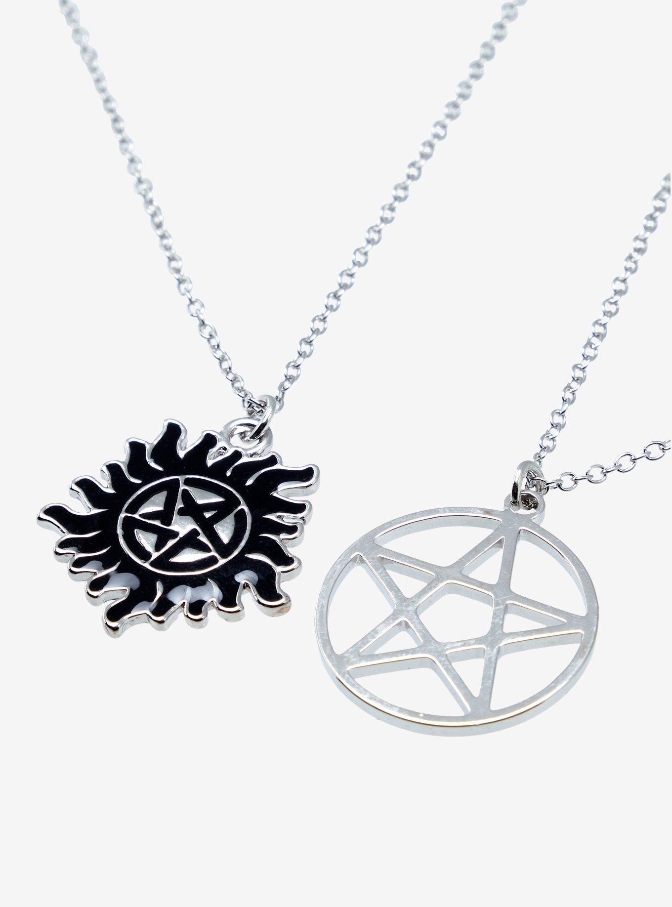 Supernatural Anti-Possession Pentagram Best Friend Necklace Set, , alternate