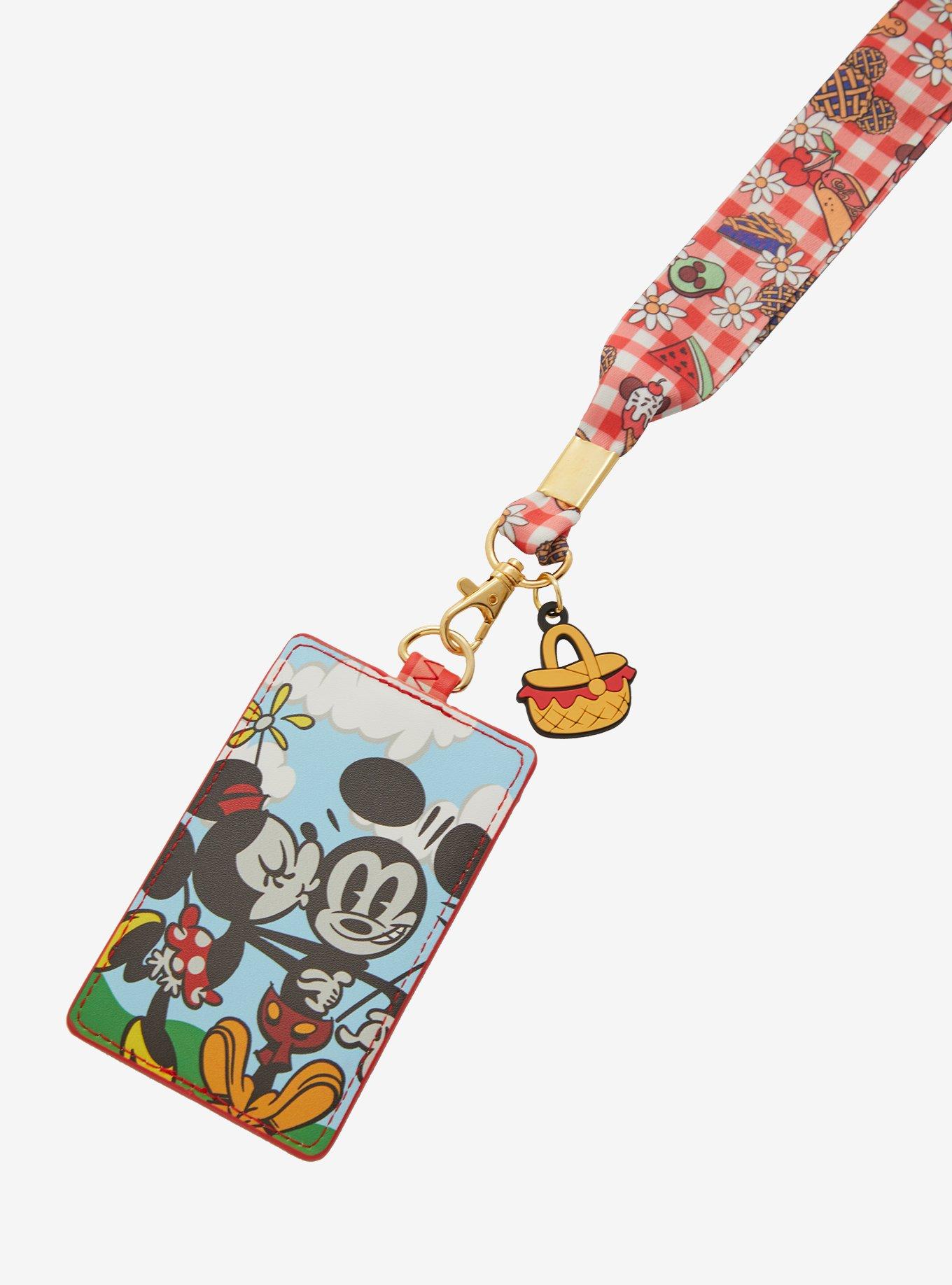 Loungefly Disney Mickey Mouse & Minnie Mouse Picnic Lanyard & Cardholder, , alternate