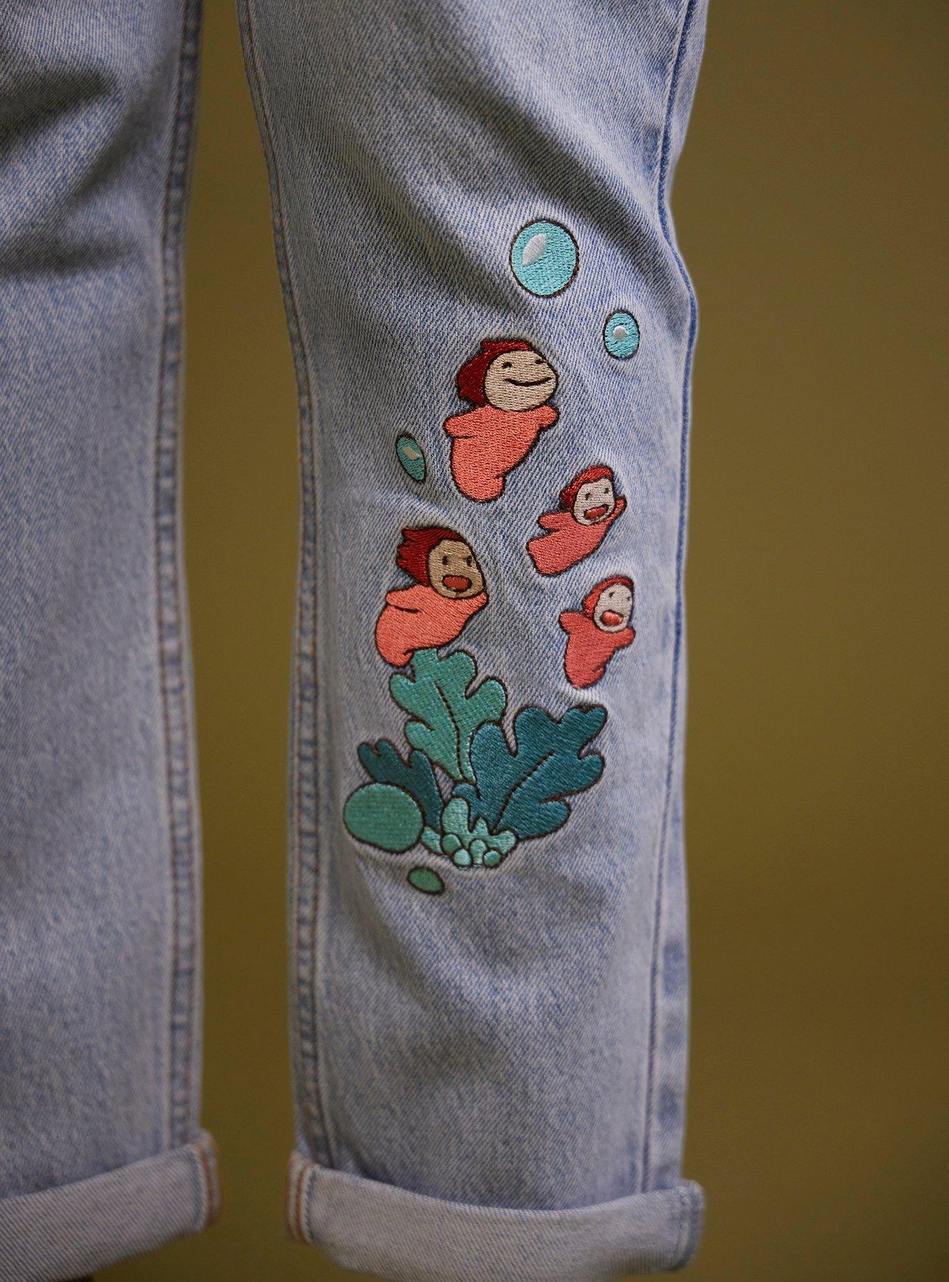 Her Universe Studio Ghibli® Ponyo Embroidery Mom Jeans, MULTI, alternate