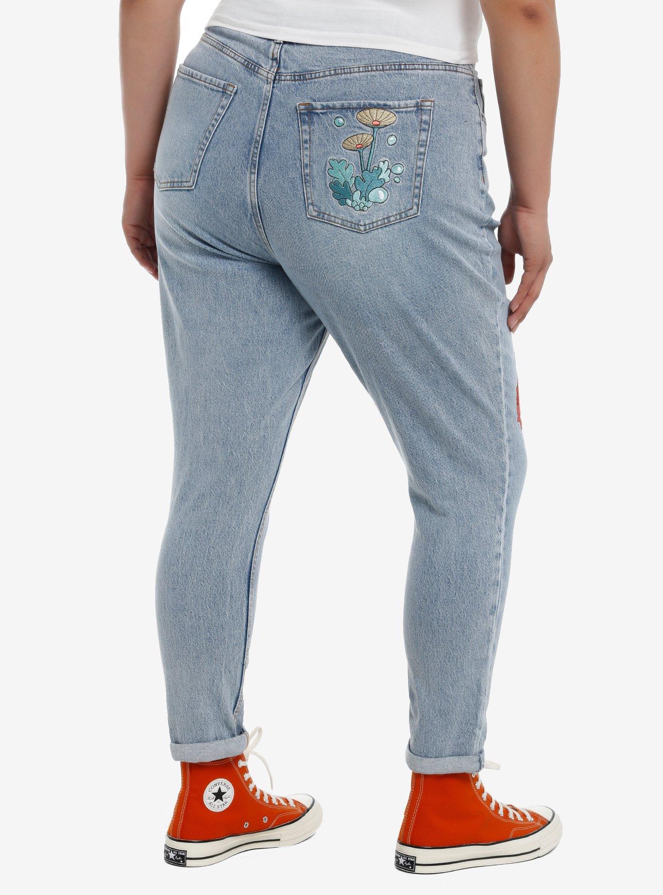 Her Universe Studio Ghibli® Ponyo Embroidery Mom Jeans Plus Size, , hi-res