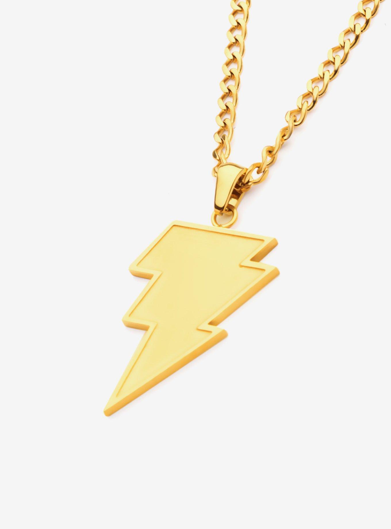 DC Comics Black Adam Gold Plated Lightning Necklace, , alternate