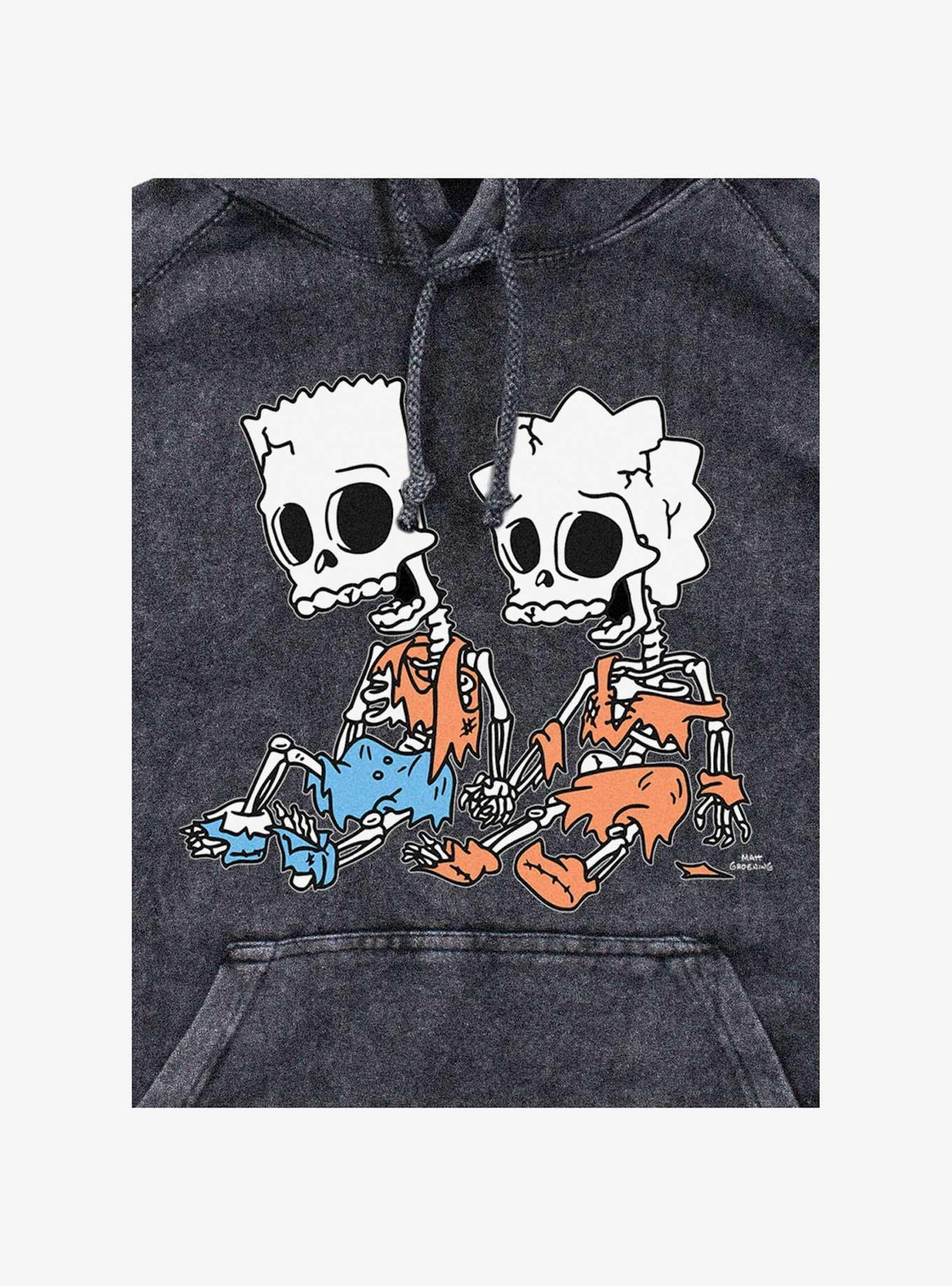 The Simpsons House Of Horrors Skeleton Bart And Lisa Mineral Wash Hoodie, , hi-res