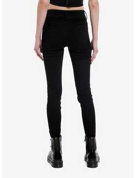 Social Collision® Black Destructed Fishnet Super Skinny Jeans, , hi-res
