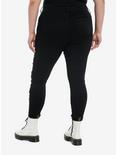 Social Collision® Black Destructed Fishnet Super Skinny Jeans Plus Size, BLACK, alternate