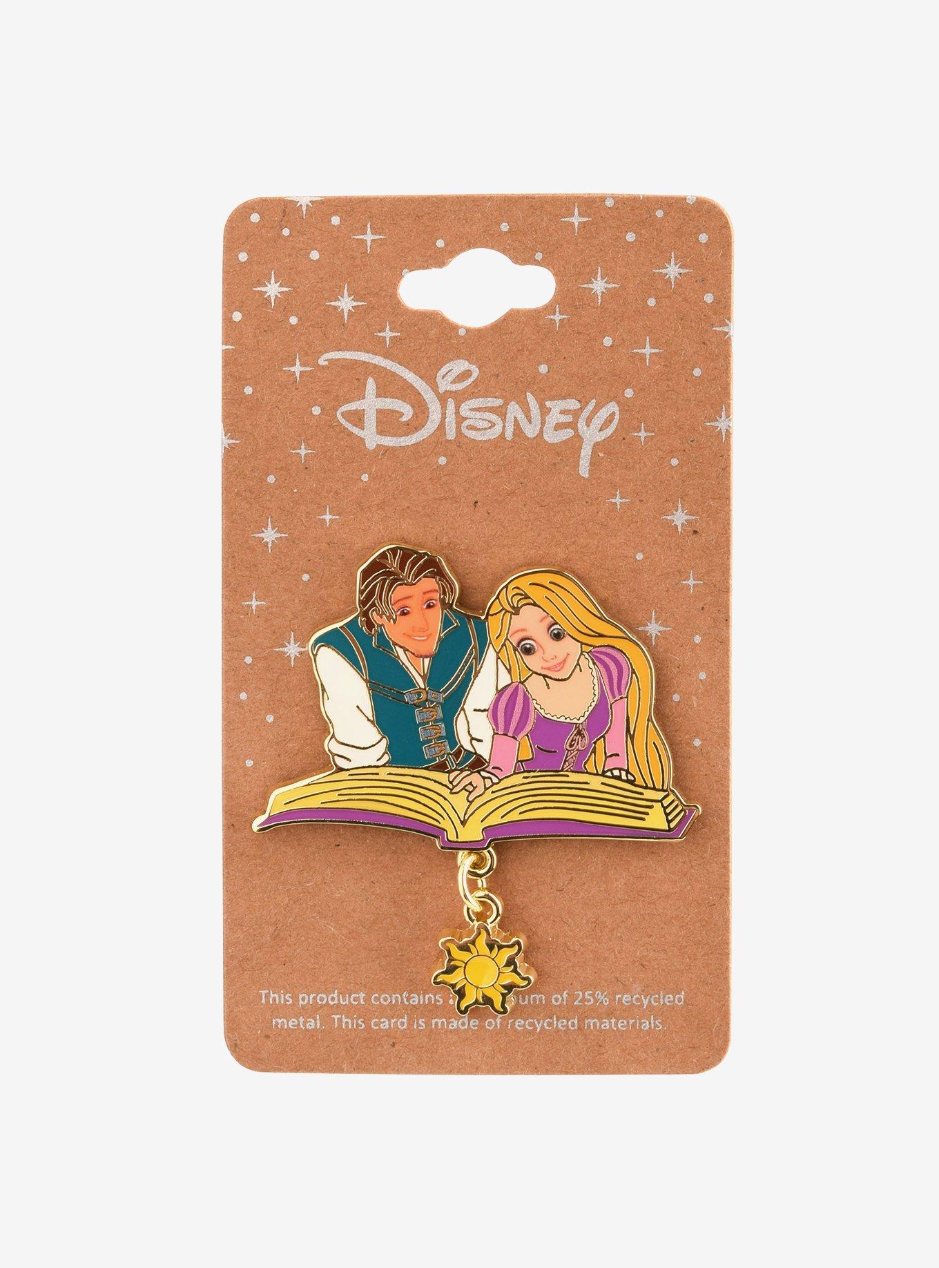 Disney Tangled Rapunzel & Flynn Rider Reading Dangling Charm Enamel Pin — BoxLunch Exclusive, , alternate