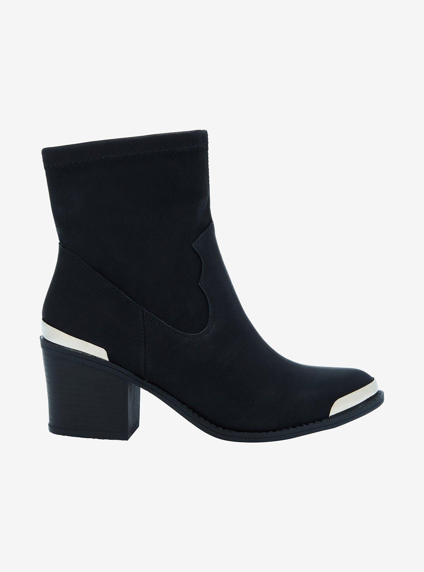 Dirty Laundry Black Silver Trim Heeled Booties