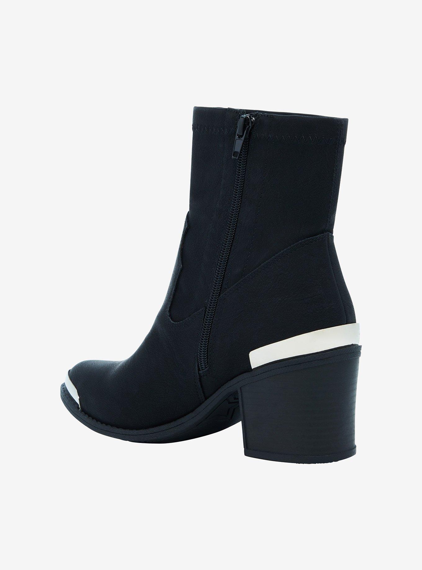 Dirty Laundry Black Silver Trim Heeled Booties