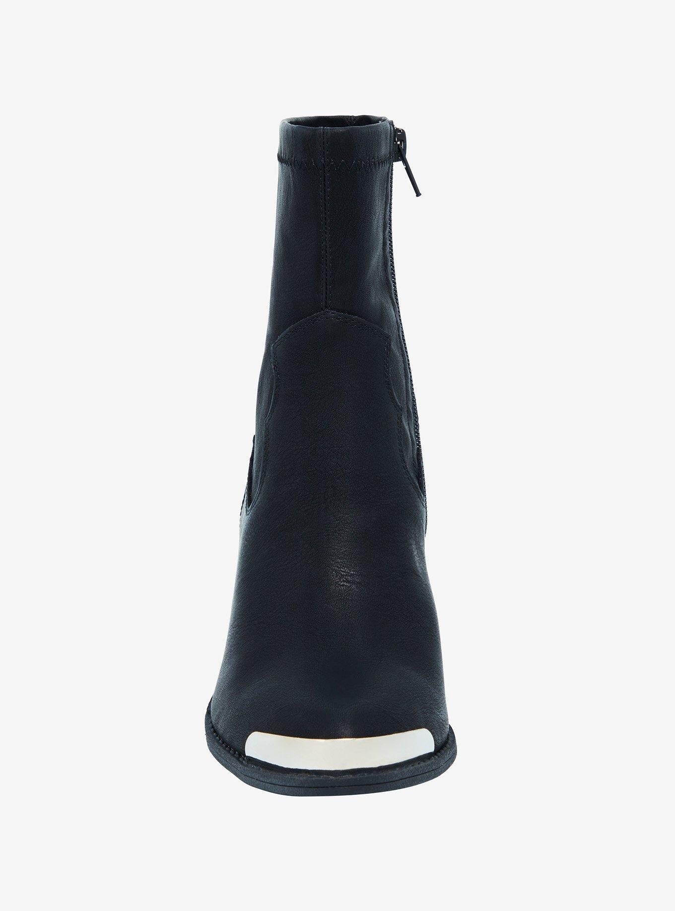 Dirty Laundry Black Silver Trim Heeled Booties