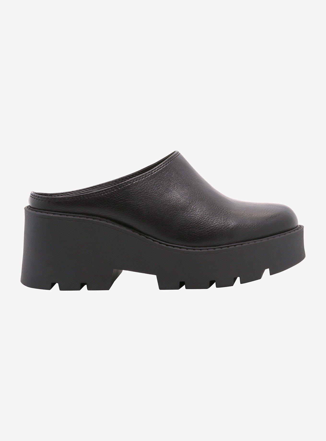 Dirty Laundry Black Faux Leather Platform Mules, , hi-res