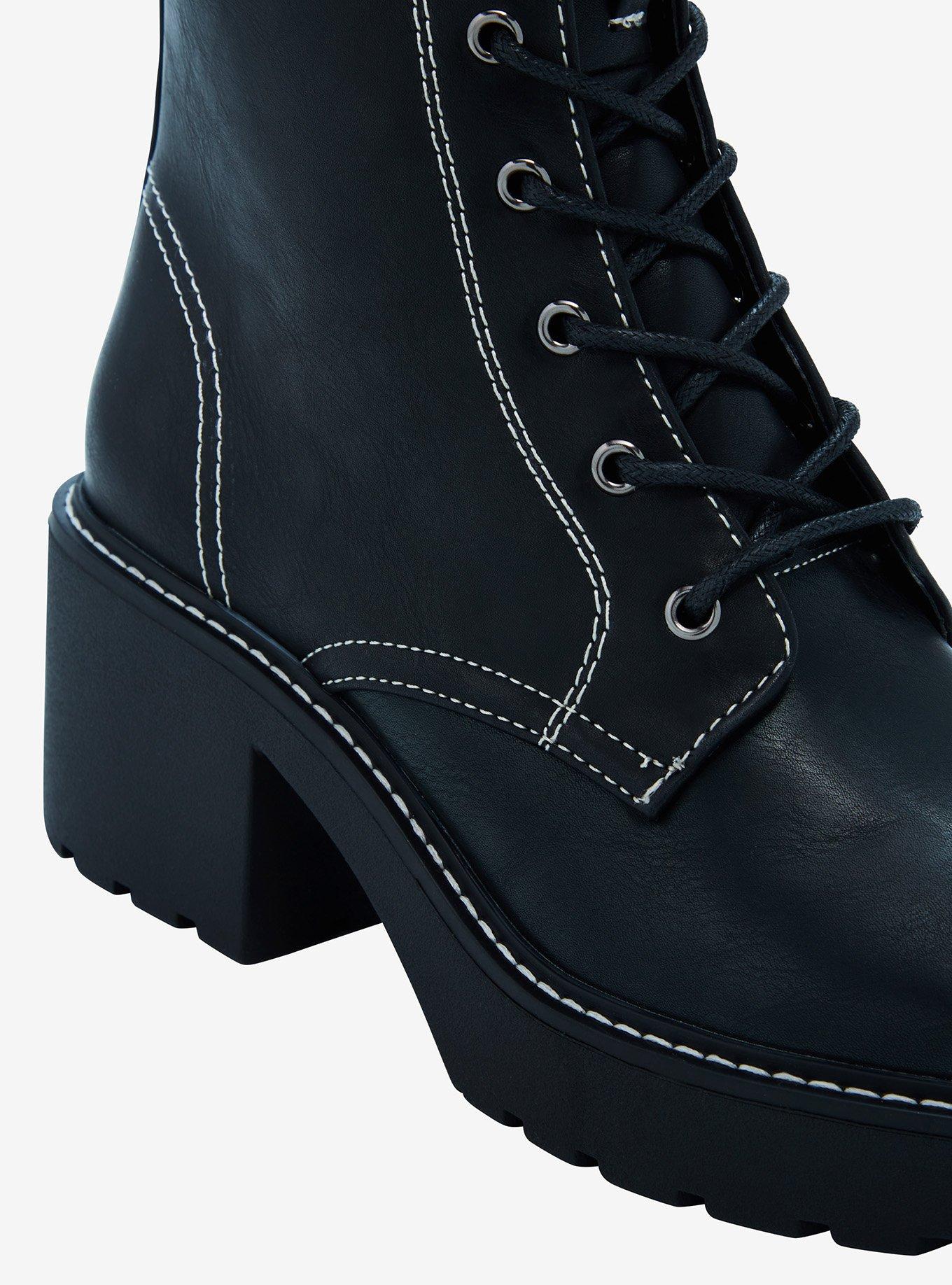 Chinese Laundry Black & White Contrast Stitch Combat Boots, MULTI, alternate