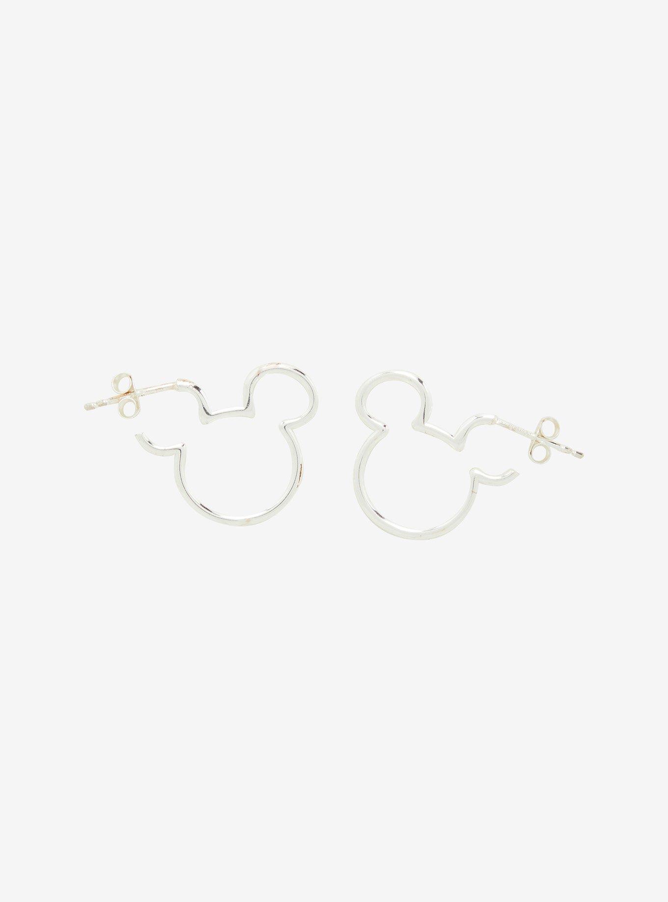 Jacmel Jewelry Disney Mickey Mouse Silver Silhouette Stud Earrings