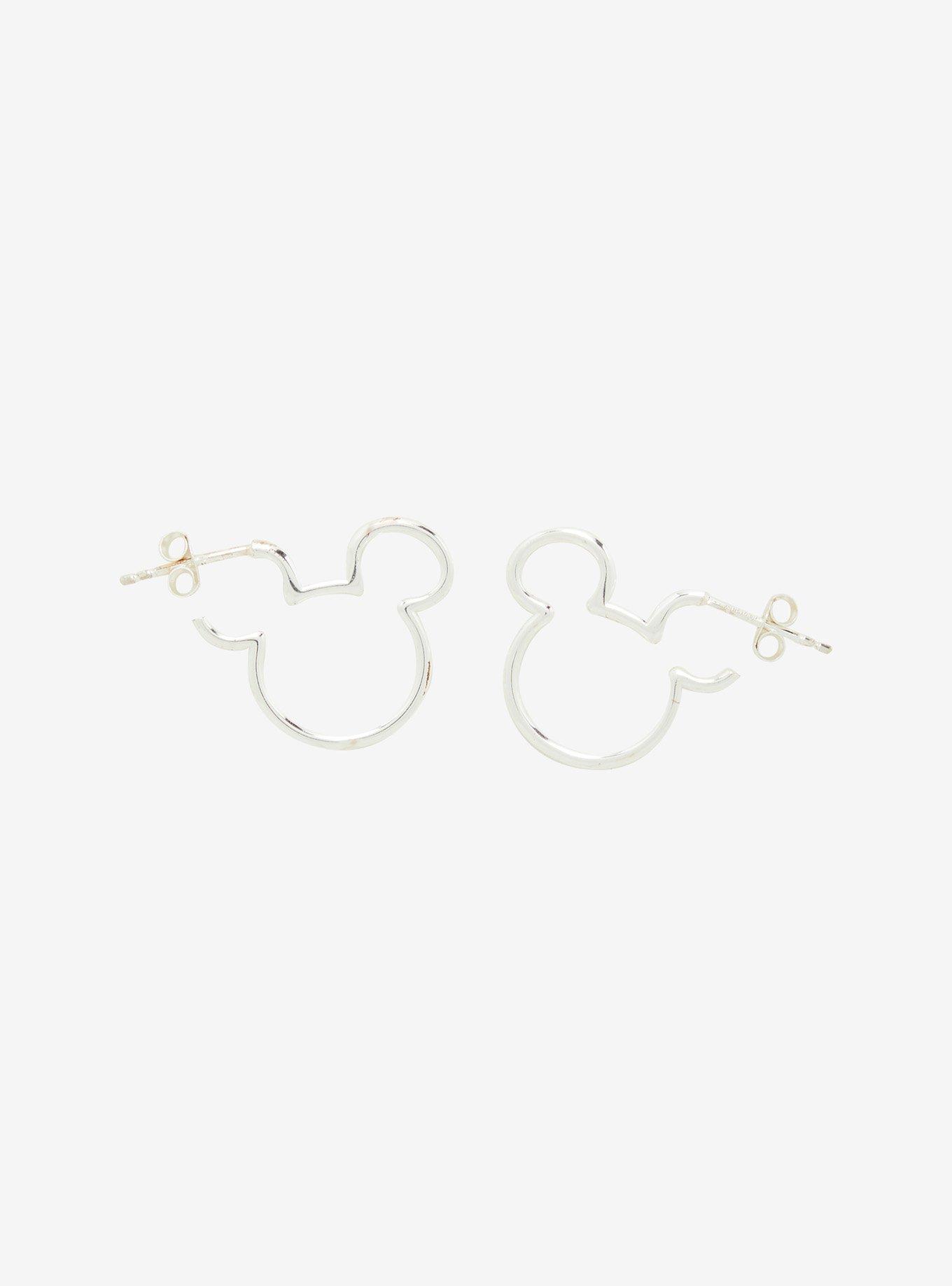 Jacmel Jewelry Disney Mickey Mouse Silver Silhouette Stud Earrings, , alternate