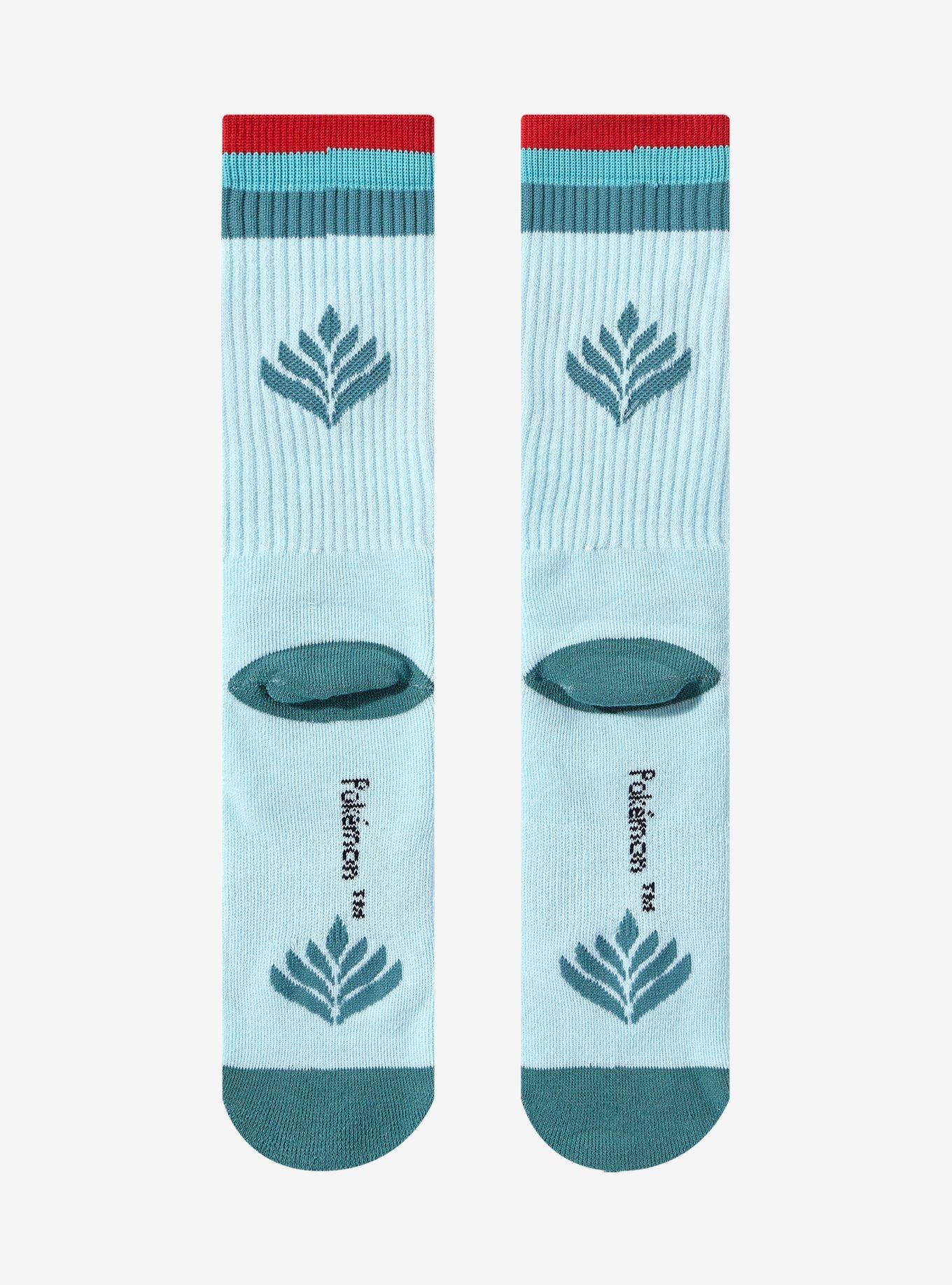 Pokémon Bulbasaur Faces Lined Crew Socks - BoxLunch Exclusive, , hi-res