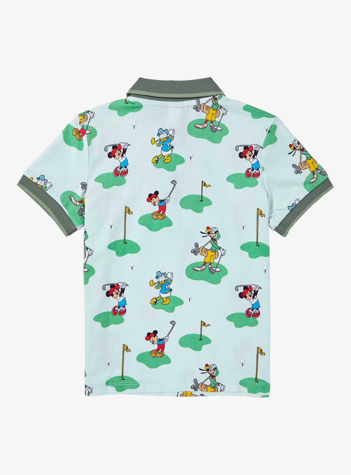 Disney Mickey Mouse and Friends Golfing Allover Print Toddler Polo Shirt — BoxLunch Exclusive, , hi-res