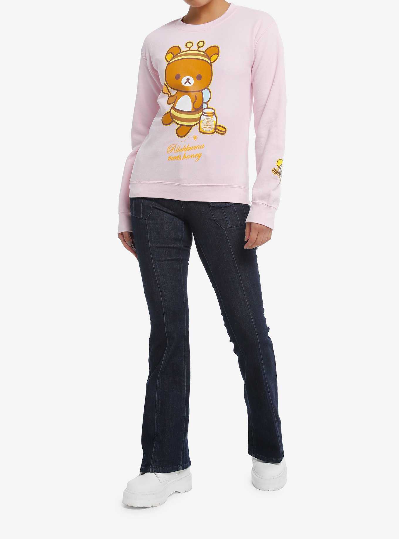 Rilakkuma Meets Honey Pastel Pink Girls Sweatshirt, , hi-res
