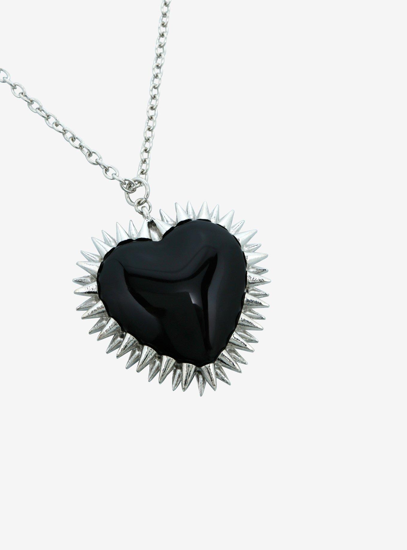Social Collision® Black Heart Spike Necklace