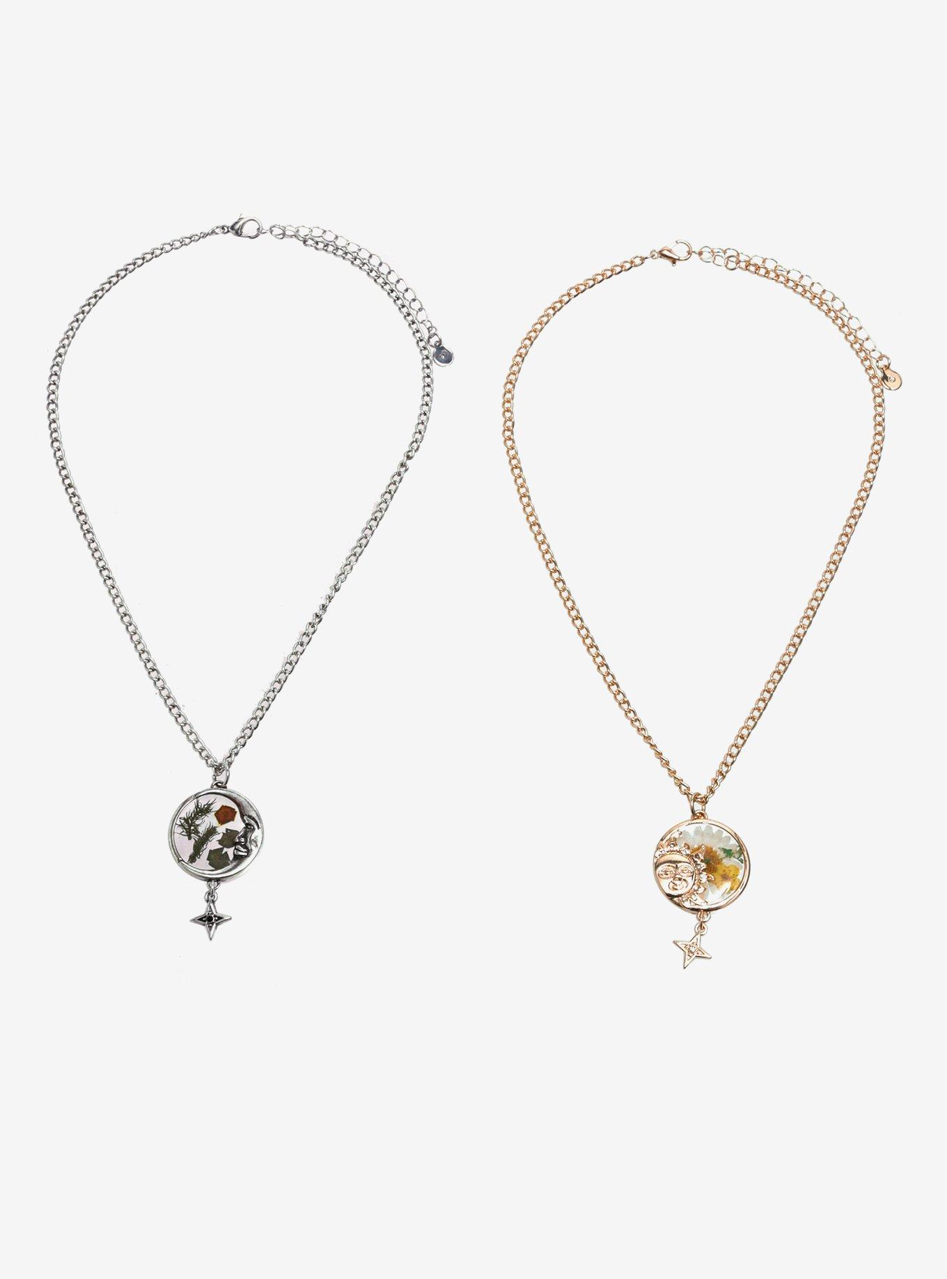 Cosmic Aura Celestial Dried Floral Best Friend Necklace Set, , alternate