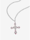 Sweet Society Pink Gem Cross Necklace, , alternate