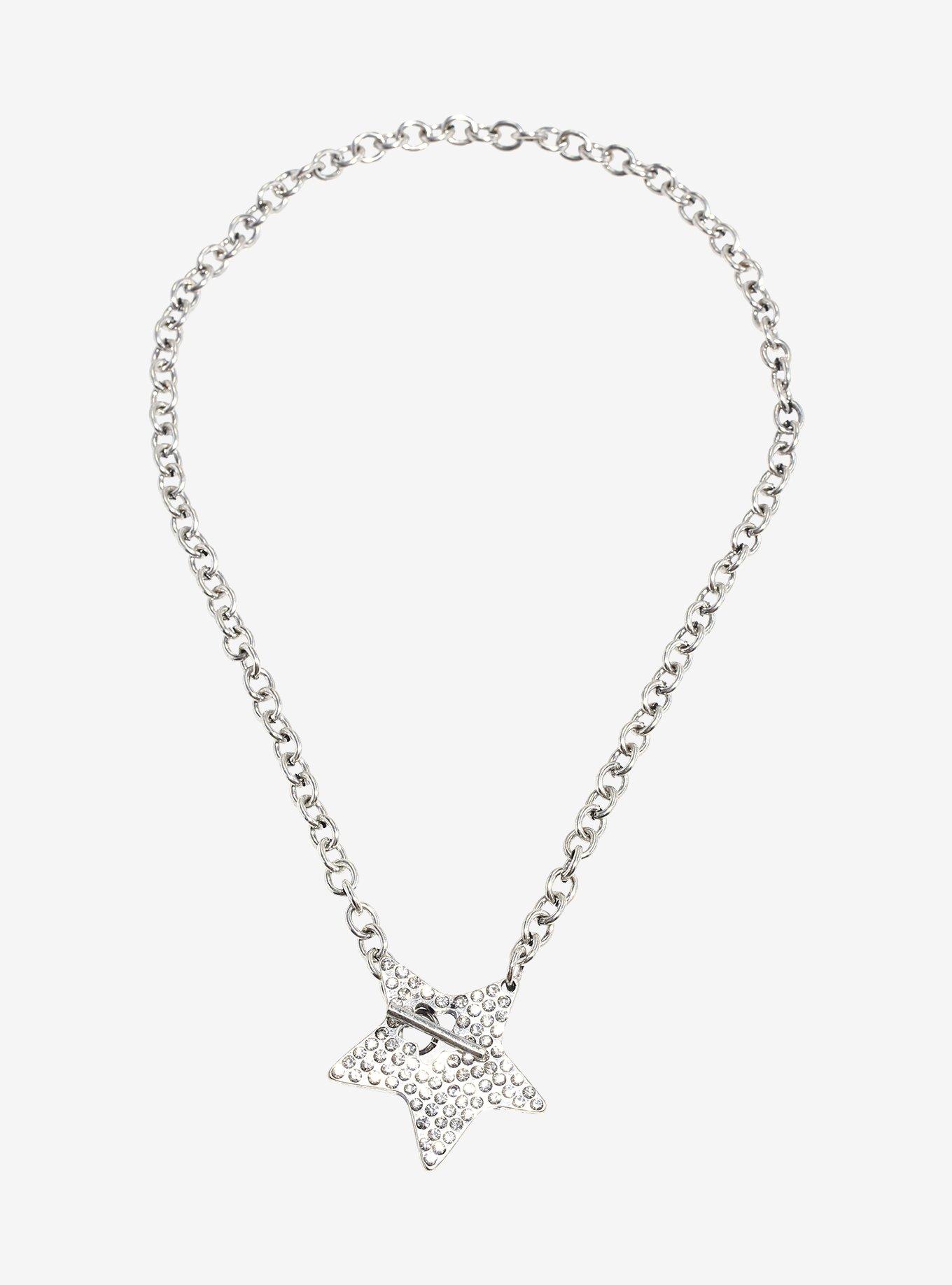 Social Collision Rhinestone Star Toggle Necklace, , alternate