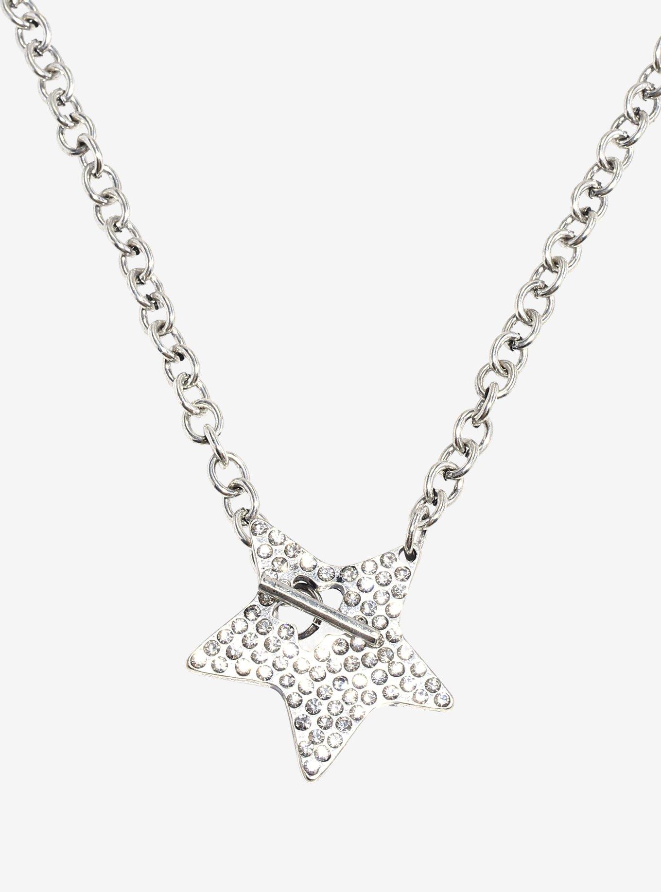 Social Collision Rhinestone Star Toggle Necklace, , alternate