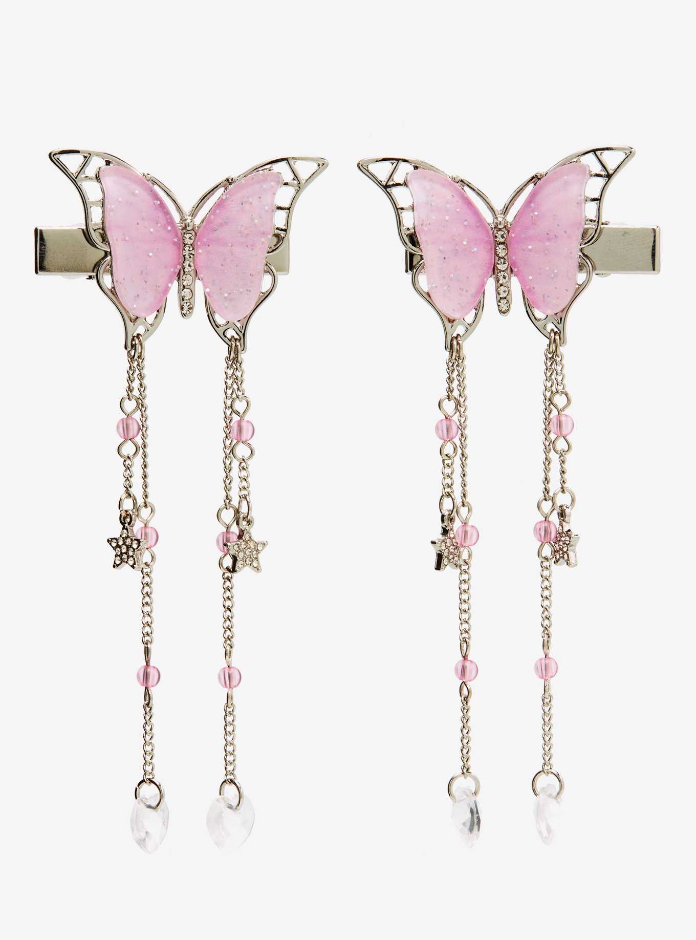Sweet Society Pink Charm Butterfly Hair Clip Set, , hi-res